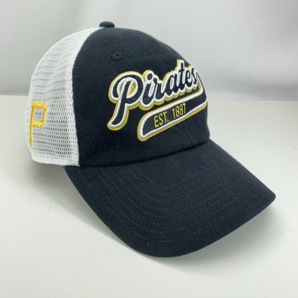 Pittsburgh Pirates Black Gold Hat White Mesh Fanatics Snapback MLB Baseball Cap